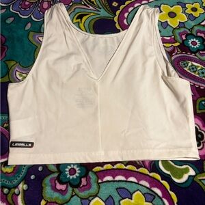 Les Mills Reebok White Crop Top Size Medium